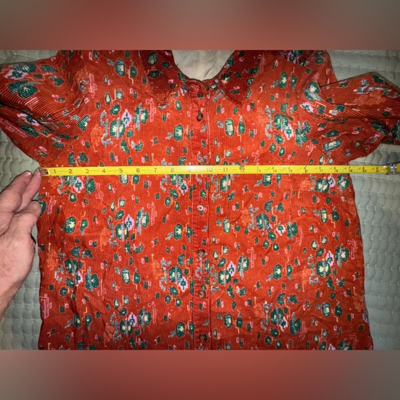 Anthropologie Building 18 Rust Corduroy Floral Button-Down Shirt size 4. EUC - Picture 3 of 10